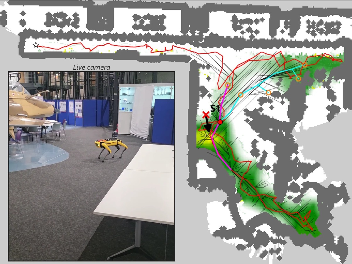 Spot and its gas map with planned exploration paths